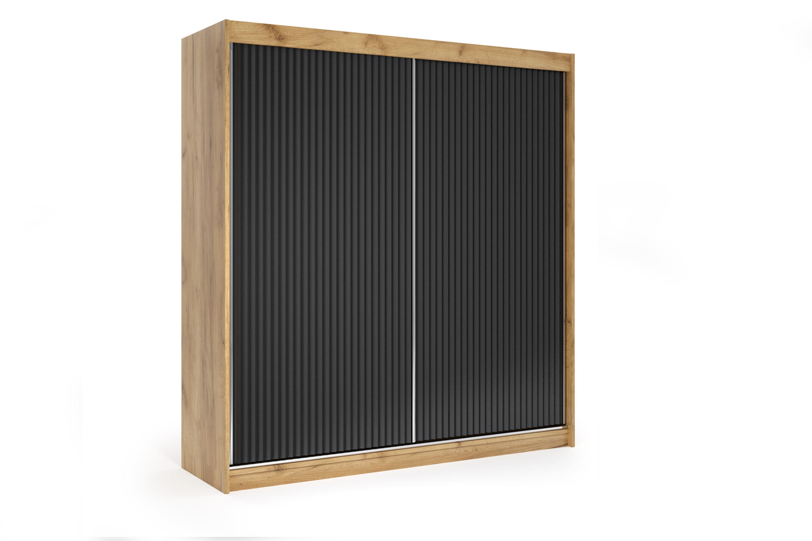 KLEIDERSCHRANK RYFLOX - 200 - Eichefarben|Schwarz - Eichefarben/Schwarz, Holzwerkstoff (200/215/61cm) - ALTDECOR