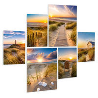 BILDERSET 6er-Set 30x40 cm + 20x30 cm Strand Sonnuntergang - Beige, Kunststoff (105/85cm) - artissimo