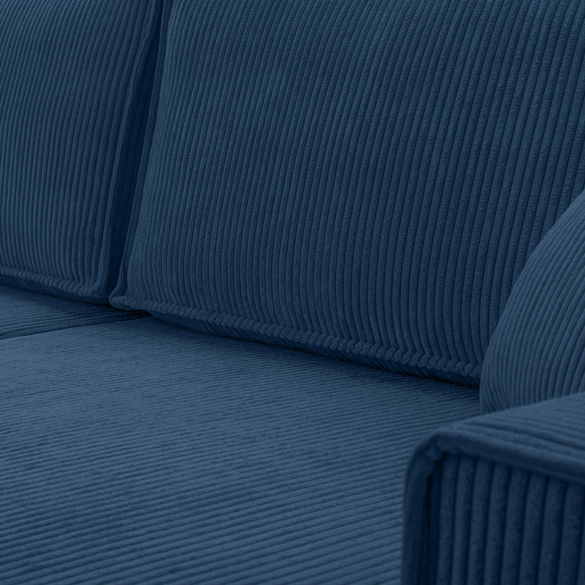 WOHNLANDSCHAFT Cedria Blau 389/145/85 cm mit Schlaffunktion - Schwarz/Dunkelblau, Kunststoff/Textil (389/85/145cm) - AX Living