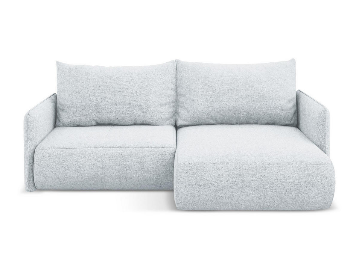 ECKSOFA mit Schlaffunktion Chenille Stoff Blau - Blau/Schwarz, Kunststoff/Textil (207/148cm) - Makamii