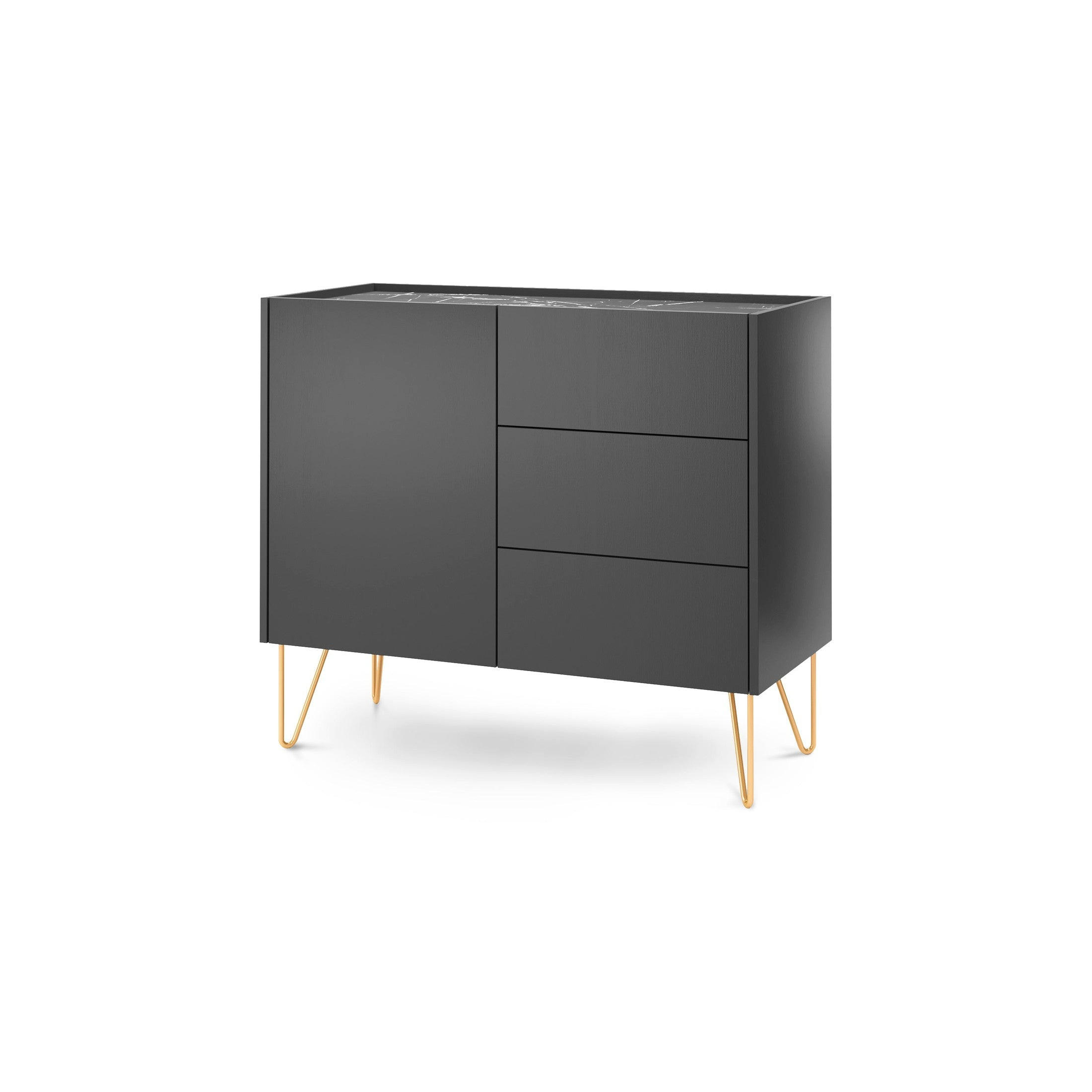 Pillovely Kommode Schwarz 97x83x37 cm