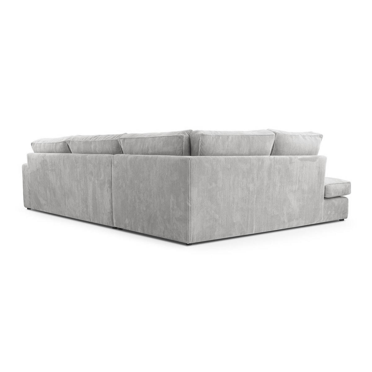 ECKSOFA Parma ohne Schlaffunktion, Cord-Stoff, Graubeige, Links - Hellgrau/Schwarz, Textil (314/224cm) - Beautysofa