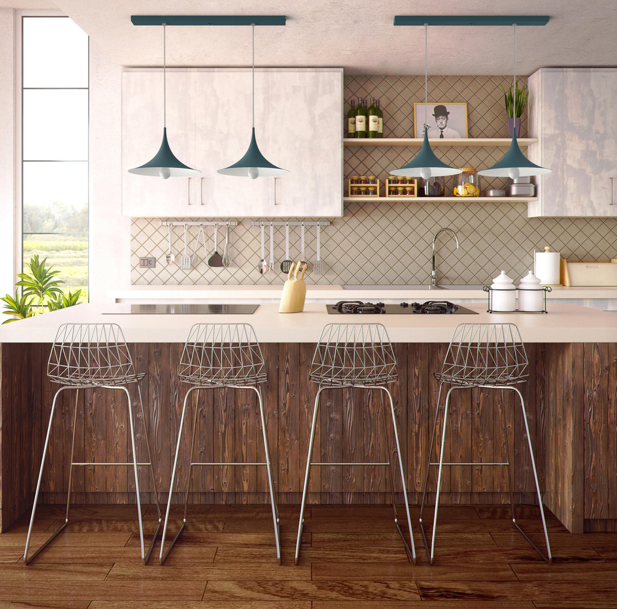 HÄNGELEUCHTE - Blau, Metall (33/70/16cm) - Lumicom