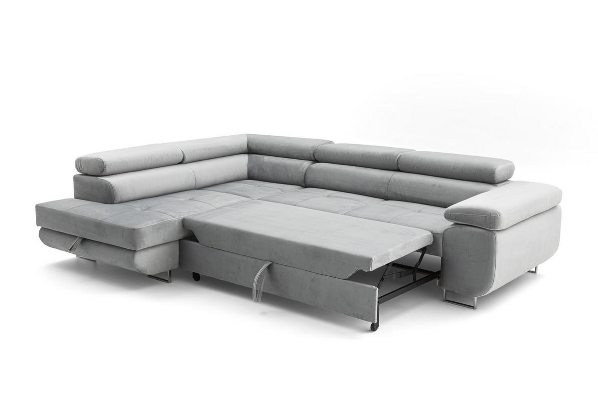 ECKSOFA WILD L Links Hellgrau - Chromfarben/Hellgrau, Holz/Textil (203/274cm) - Muffo