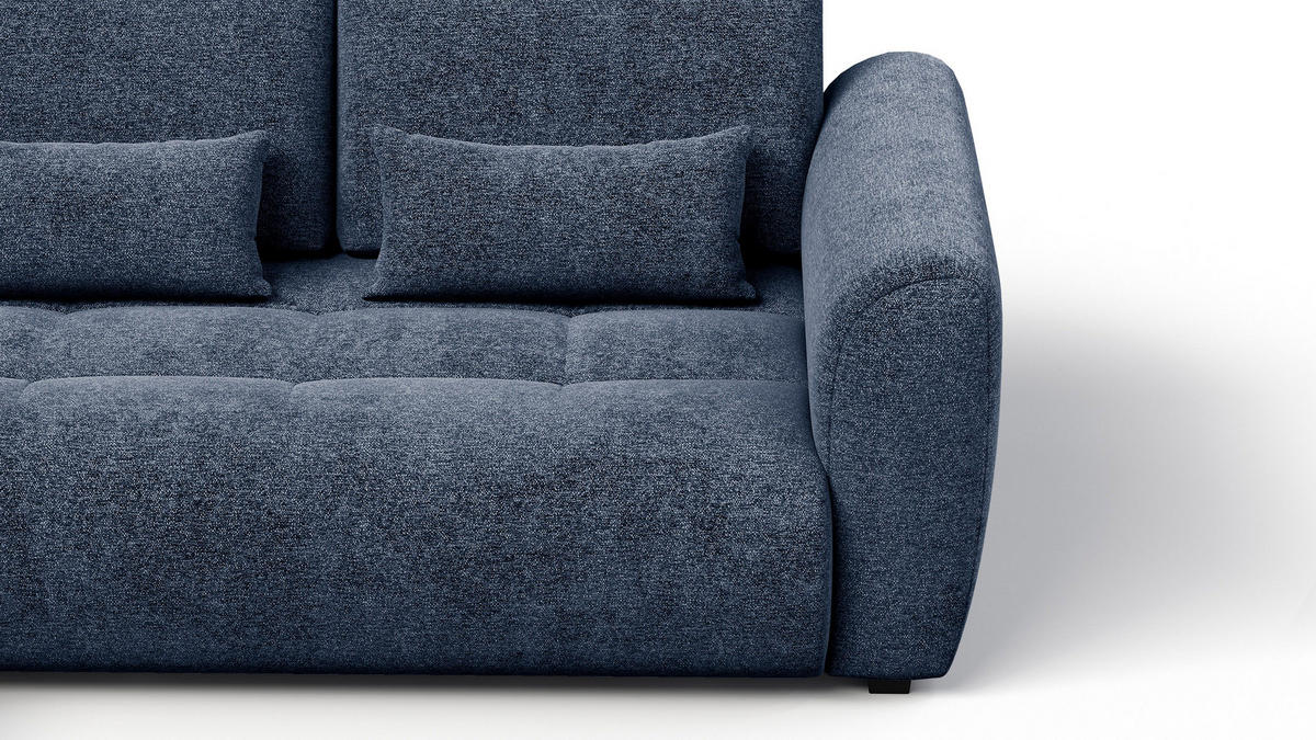 ECKSOFA SORENO 4-Sitzer, dunkelblau - Schwarz/Dunkelblau, Holz/Textil (293/171cm) - Courtois Laville