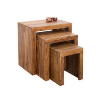 BEISTELLTISCH MAKASSAR Sheesham Natur 45 cm 3er Set - Braun, Holz (30/45/45cm) - riess-ambiente