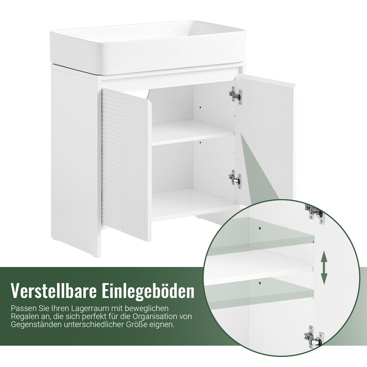 WASCHBECKENUNTERSCHRANK Weiß - Weiß, Holzwerkstoff (60/61/30cm) - SoBuy