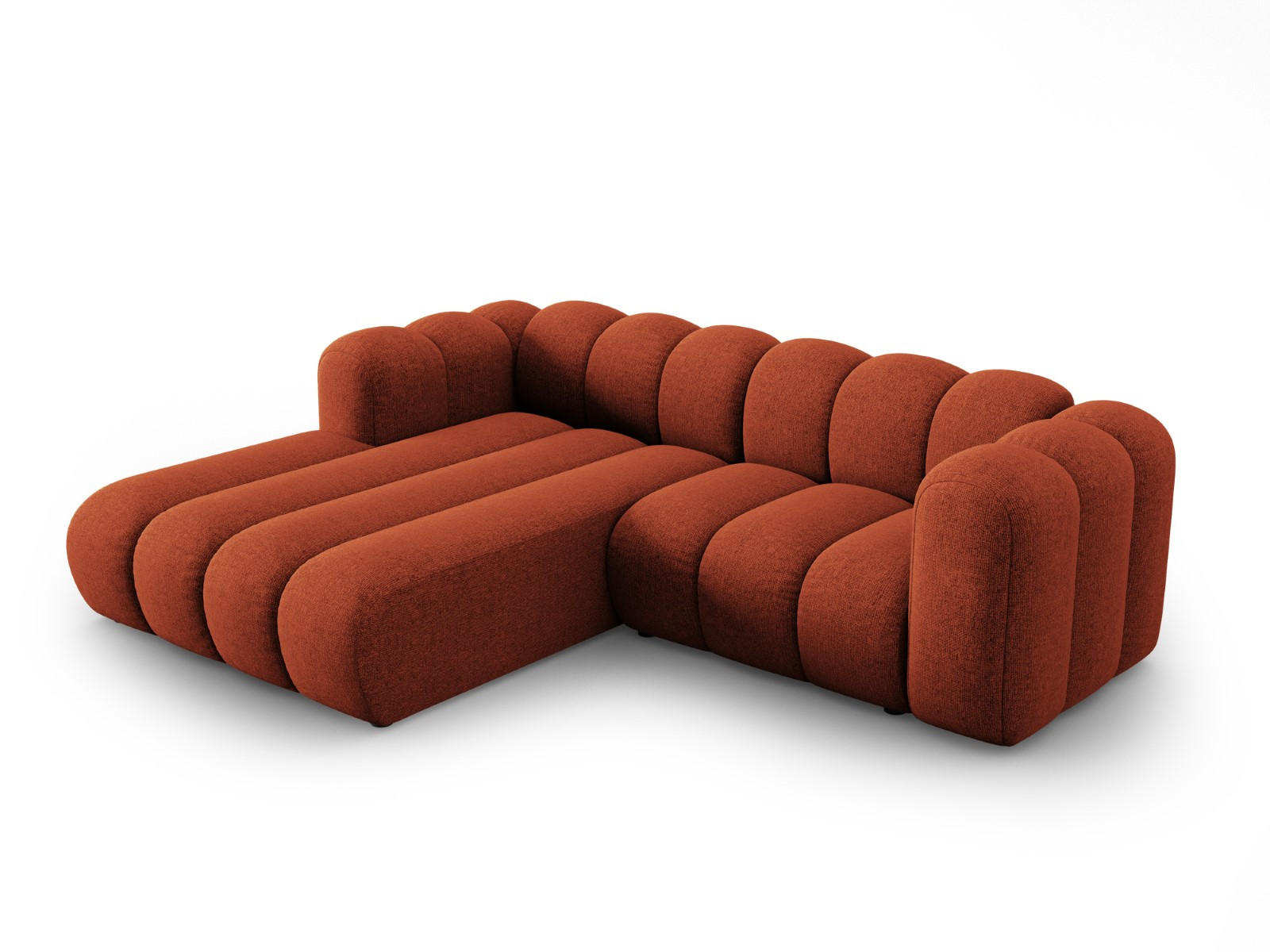 ECKSOFA modular links Lupine aus Chenille-Stoff terrakotta 3 Sitzplätze - Terracotta, Textil (177/230cm) - Micadoni