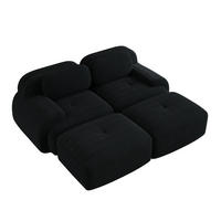 SOFA 208/178/70 cm in Schwarz aus Cord mit rutschfester Unterseite - Schwarz, Textil (178/70/208cm) - Flora Grace
