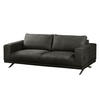 2,5-SITZER SOFA - Antiklederlook - Dunkelgrau, Textil (216/81/89cm) - home24