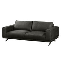 2,5-SITZER SOFA - Antiklederlook - Dunkelgrau, Textil (216/81/89cm) - home24