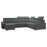 WOHNLANDSCHAFT Oslo 2rR2pLC - Dunkelgrau/Silberfarben, Holz/Kunststoff (315/85/250cm) - MIRJAN24