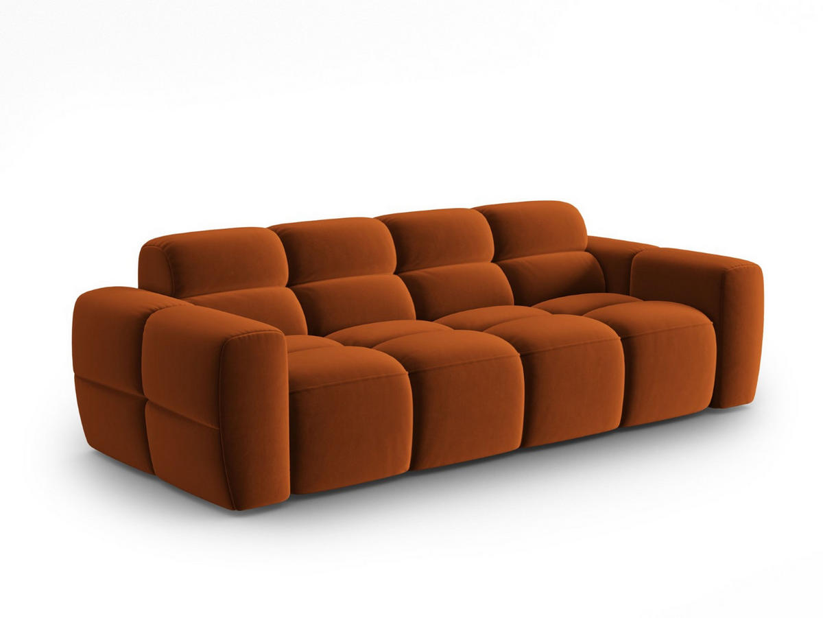 SOFA Lisa aus Samt terrakotta 4 Sitzplätze - Terra cotta, Textil (256/77/101cm) - Micadoni