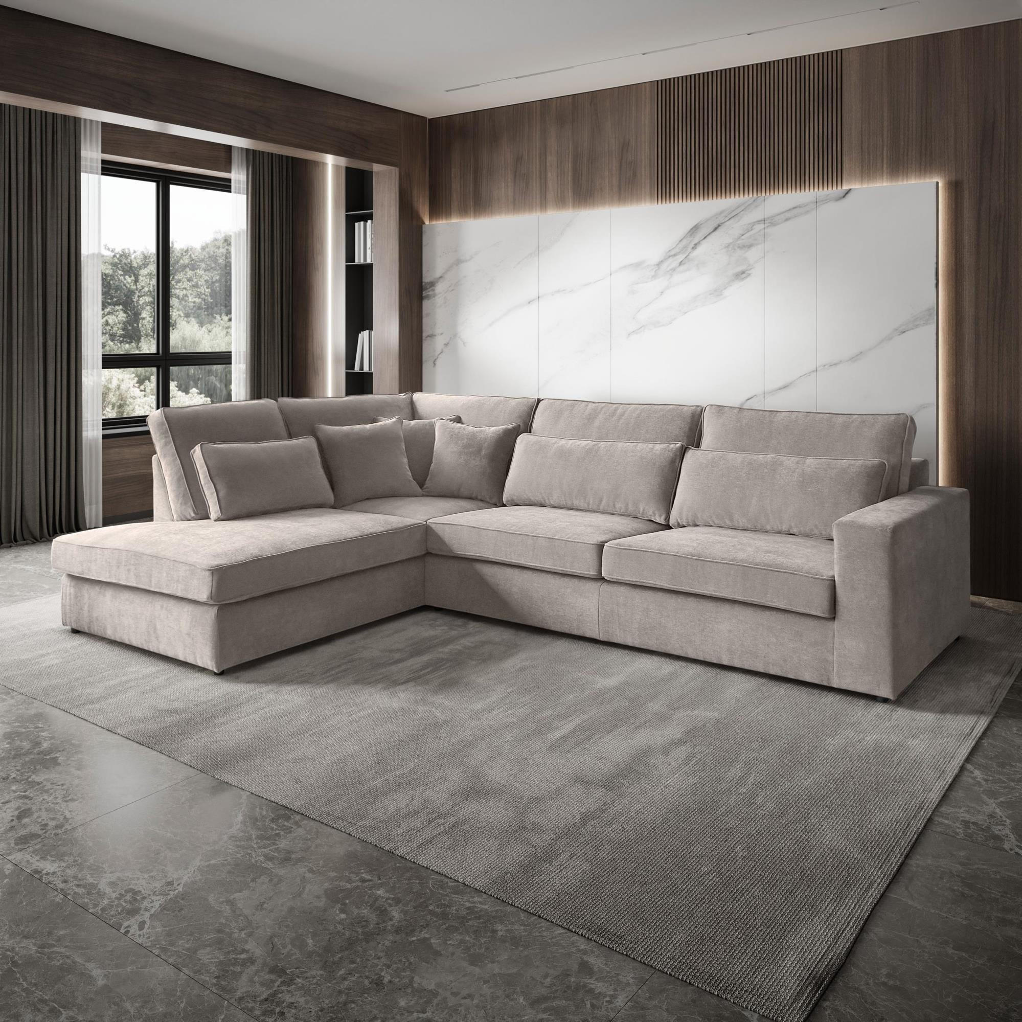ECKSOFA Parma ohne Schlaffunktion cappuccino links - Schwarz/Cappuccino, Textil (314/224cm) - Beautysofa