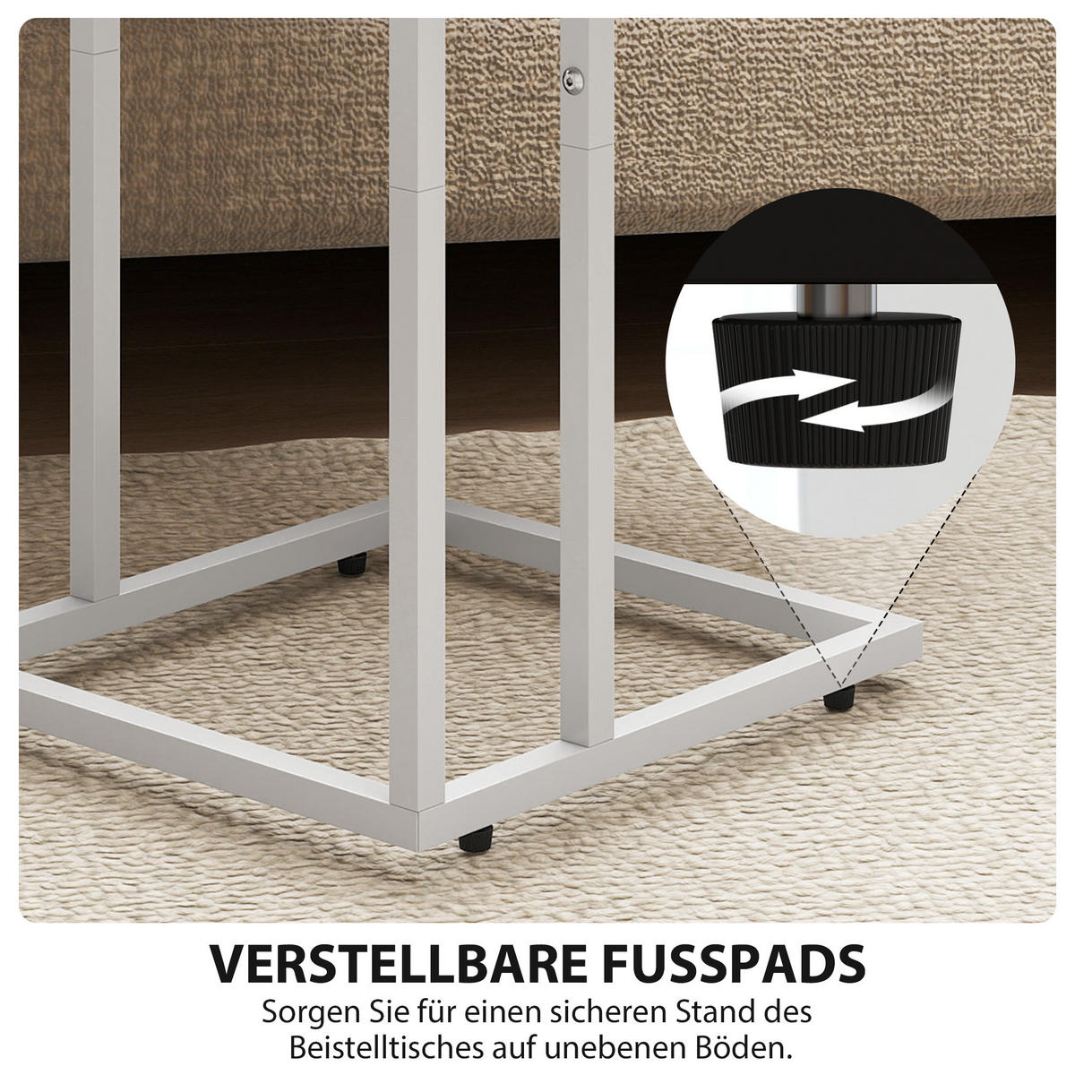 BEISTELLTISCH MDF, Metall Naturholz - Beige/Naturfarben, Holzwerkstoff/Metall (39/29/57cm) - HOMCOM