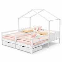 KINDERBETT Hausbett 200x90 cm Weiß mit 2 Schubladen - Weiß, Holz (90/200cm) - Meubliv