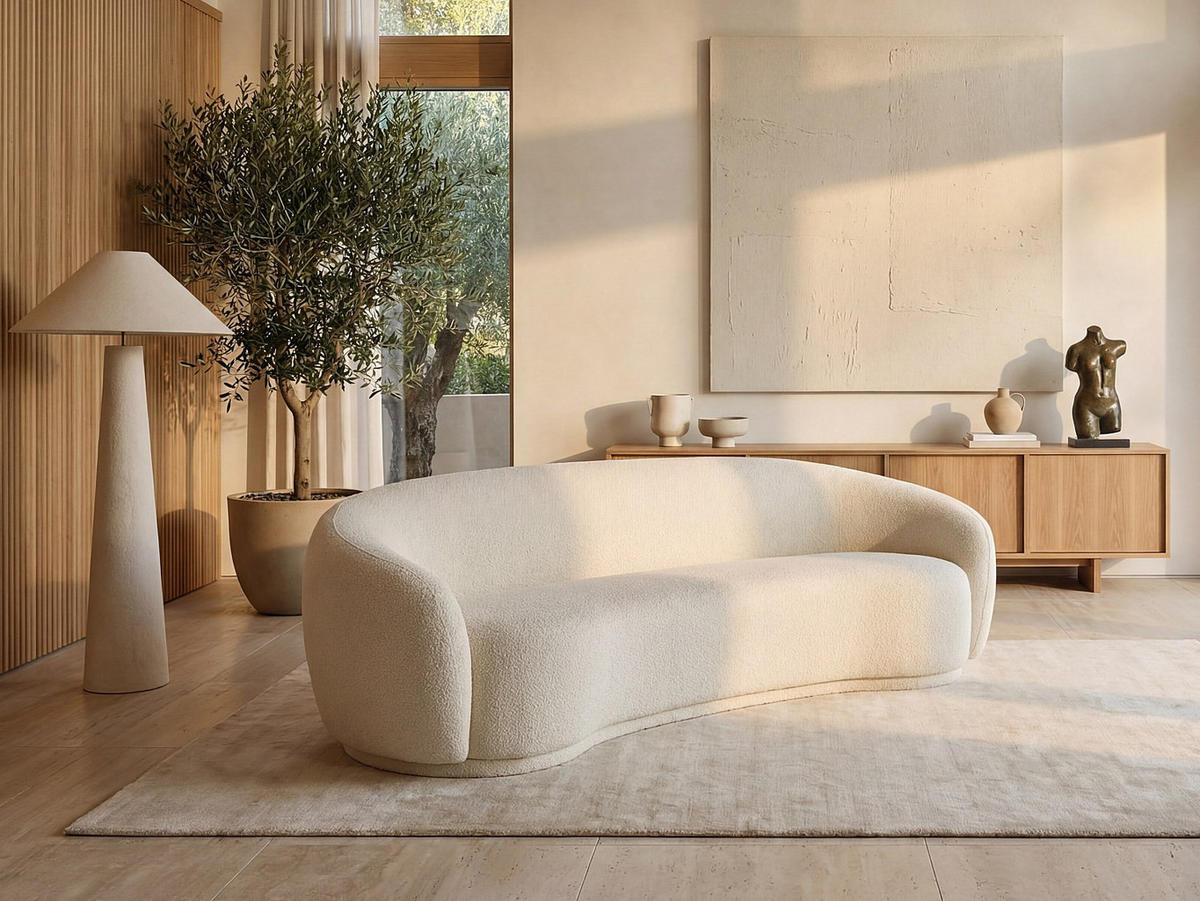 SOFA - 3 Personen - stoff - weiß Bovana - Weiß, Holz/Textil (227/71/88cm) - Vente-Unique