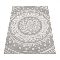 TEPPICH Kurzflor Mandala Wohnzimmer schmutzabweisend Grau Rechteckig 160x220 - Grau, Textil (160/220cm) - KADIMA DESIGN