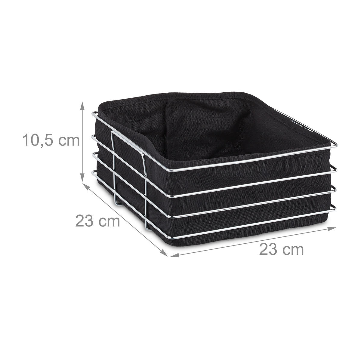 BROTKORB - Schwarz, Textil/Metall (23/10.5/23cm) - Relaxdays
