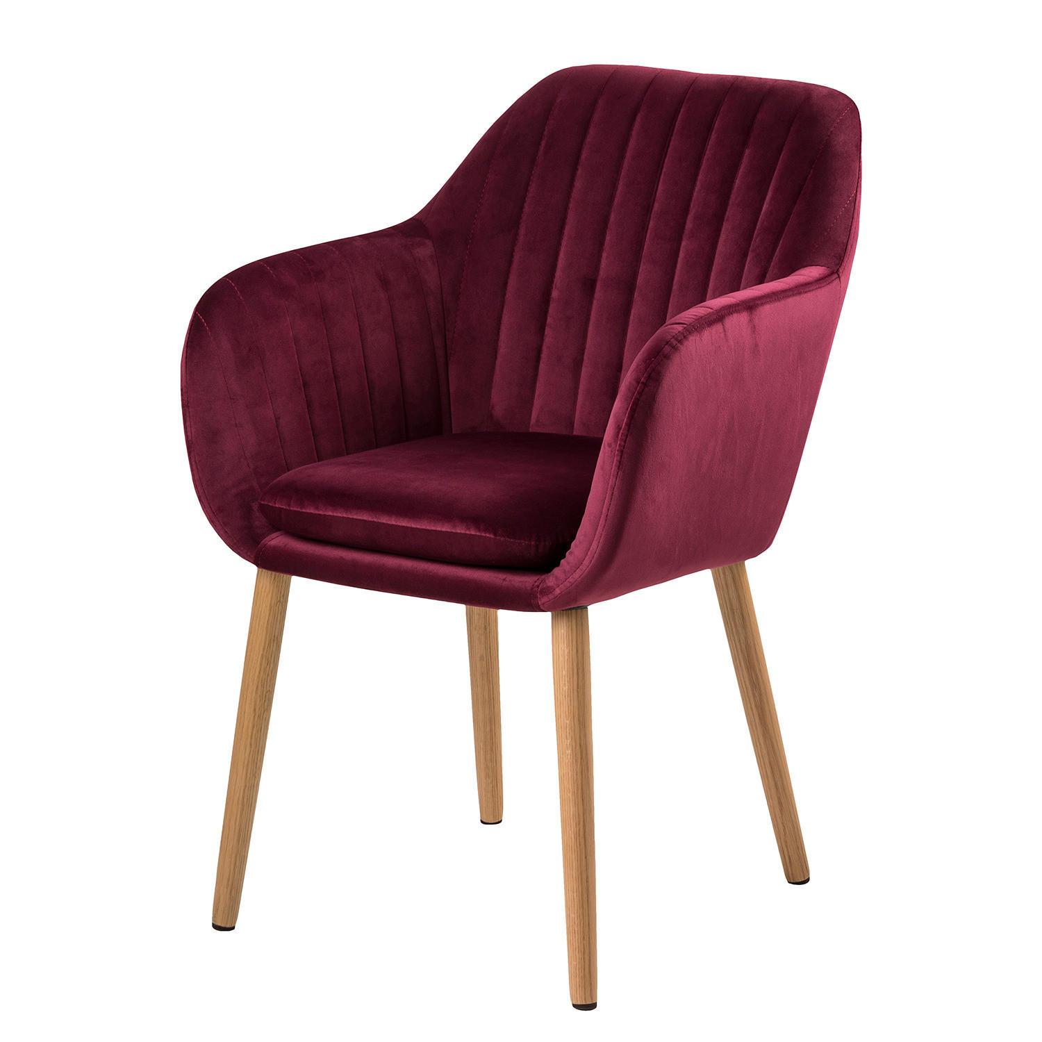 ARMLEHNENSTUHL - Textil / Massivholz - Eichefarben/Bordeaux, Eichenholz/Holz (57/83/61cm) - home24