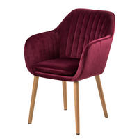 ARMLEHNENSTUHL - Textil / Massivholz - Eichefarben/Bordeaux, Eichenholz/Holz (57/83/61cm) - home24