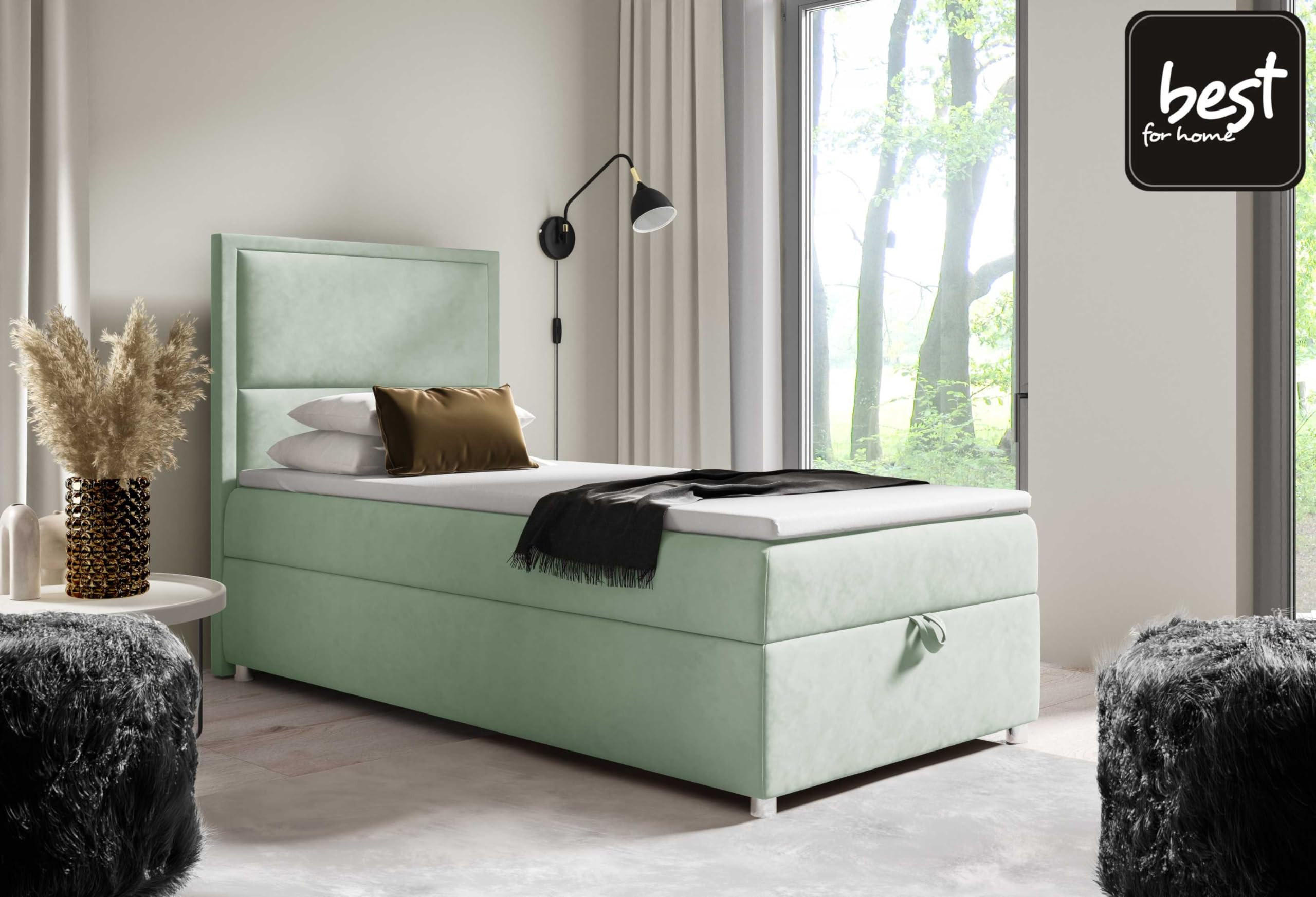 BOXBETT mit Bettkasten Trinity K11-SINGLE Bonellfederkern inkl. Topper - Mintgrün, Holz/Holzwerkstoff (100/200cm) - Best For Home