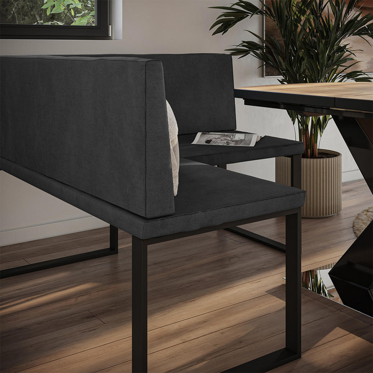 ECKBANK Ravon Anthrazit 120 x 120 cm - Anthrazit, Textil (120/87/120cm) - Vicco