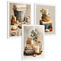 POSTER Set aus 3 Badezimmer Wandbildern und Drucke zur Dekoration für Waschbecken Dusche WC und Bad mit Kerzen Seifen und Handtüchern Weißer Rahmen A3 - Weiß, Papier (42/29.7/3cm) - Nacnic