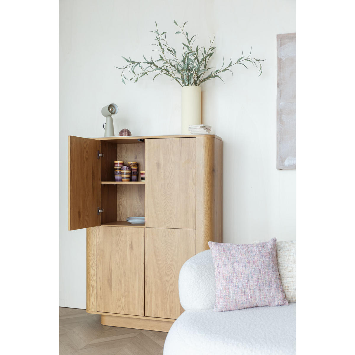 AUFBEWAHRUNGSSCHRANK Almira Marmoroptik Natural - Naturfarben, Holzwerkstoff (100/140/40cm) - Housecraft Living