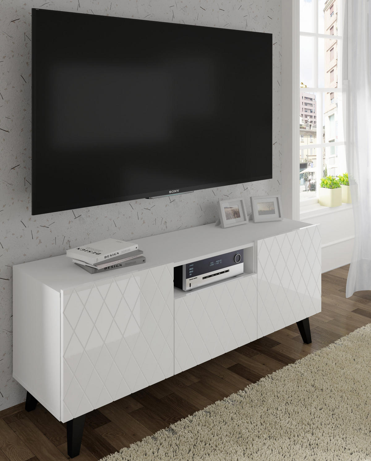 TV LOWBOARD Weiß 145/62/42 - Weiß, Holzwerkstoff (145/62/42cm) - RAUMHIRSCH FURNITURE