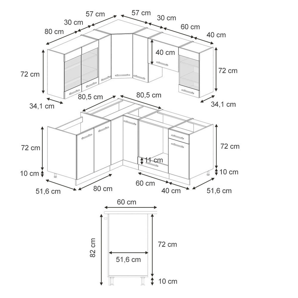 ECKKÜCHE Fame-Line Dunkelblau Hochglanz/Weiß 160 x 190 cm AP Anthrazit - Dunkelblau/Weiß, Holzwerkstoff (190/81.6/60cm) - Vicco
