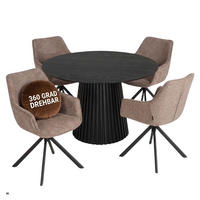 ESSZIMMER-SET San Carlo und Andria - Bordeaux/Schwarz, Naturmaterialien/Eichenholz (120/76/120cm) - Mr. Deko