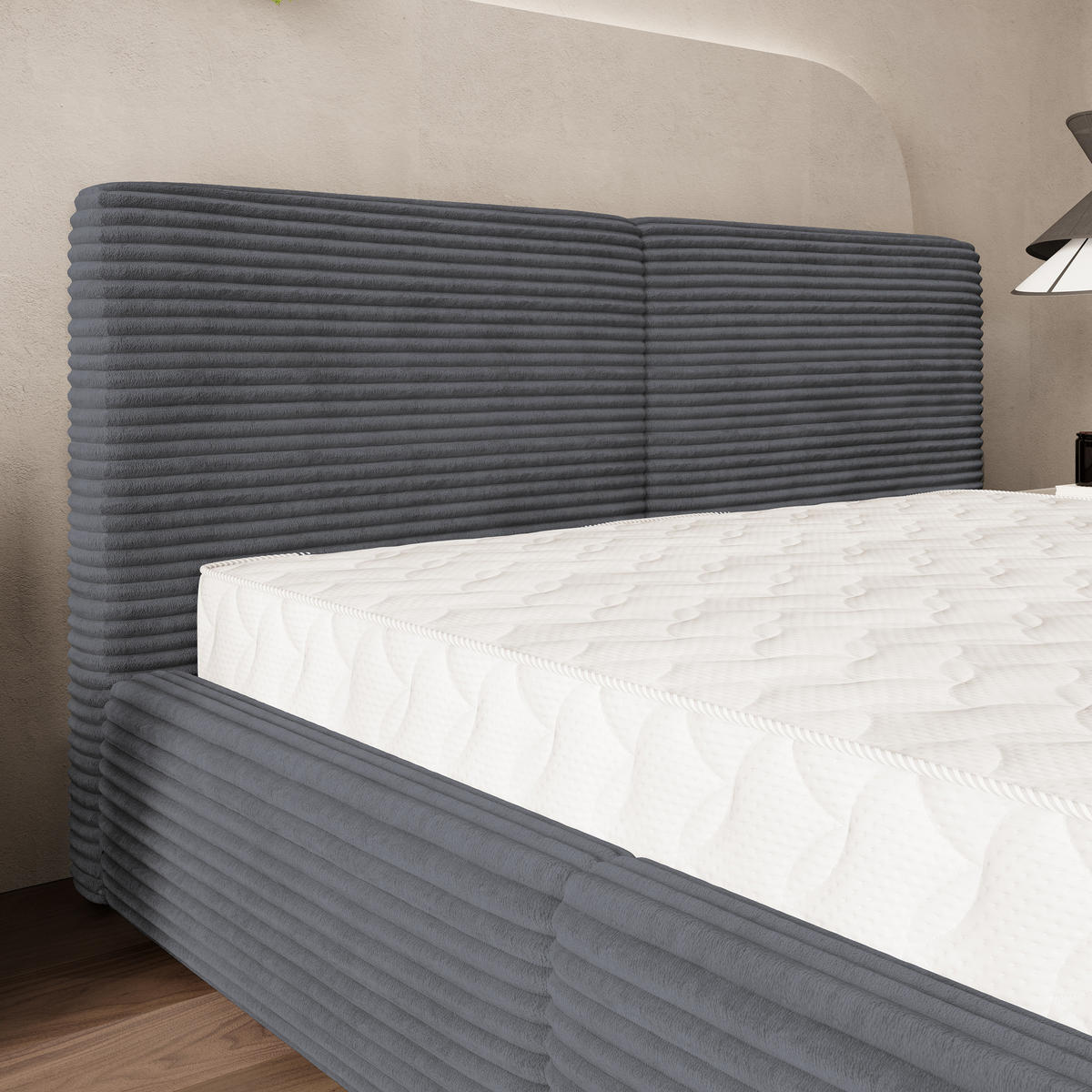 POLSTERBETT FELURO 180x200 cm mit Bettkästen - Graphitfarben - Graphitfarben, Holz (180/200cm) - MASSENO