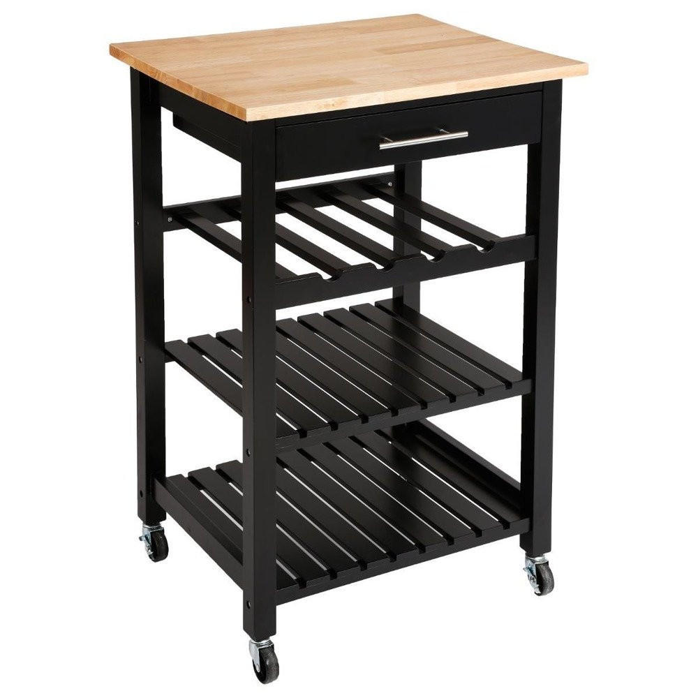 KÜCHENWAGEN Naturfarben, Schwarz 58/48/88 cm - Schwarz, Holzwerkstoff (48/88/58cm) - Atmosphera Createur d´interieur