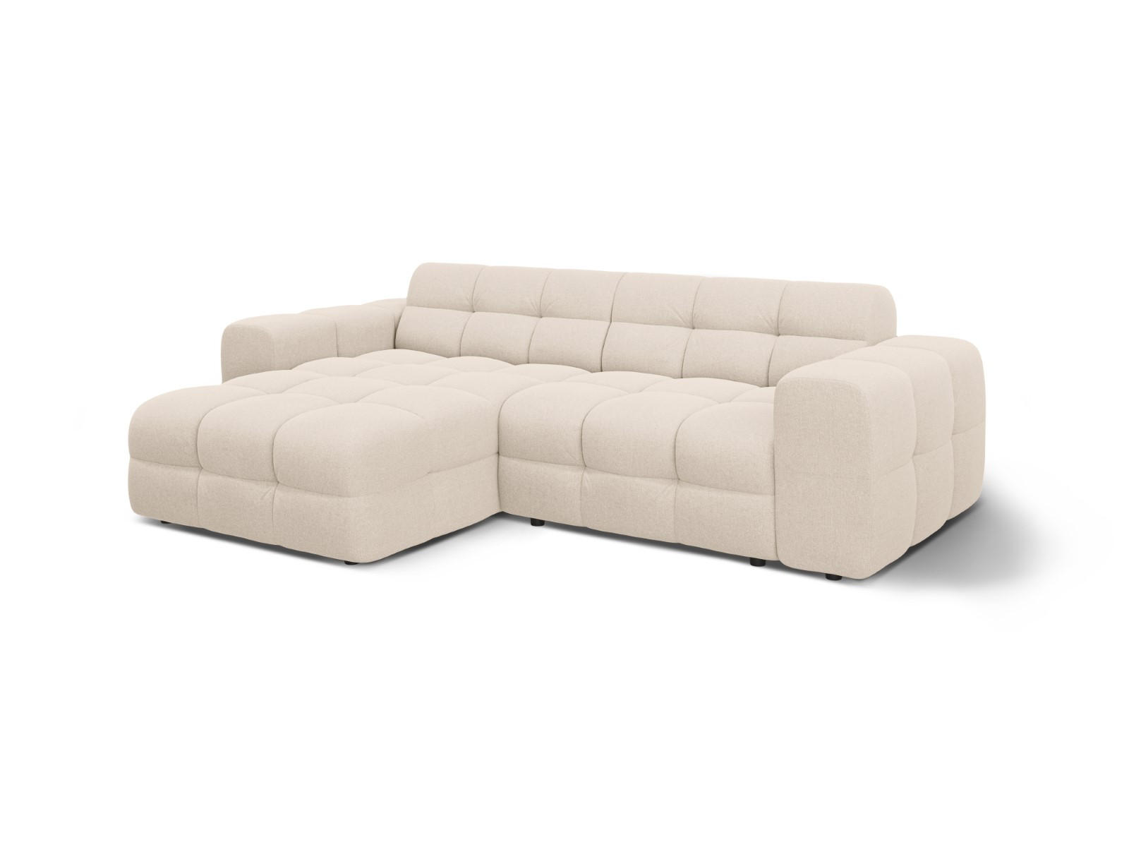 ECKSOFA links Kendal aus strukturiertem Stoff beige 4 Sitzplätze - Beige, Textil (173/256cm) - Micadoni