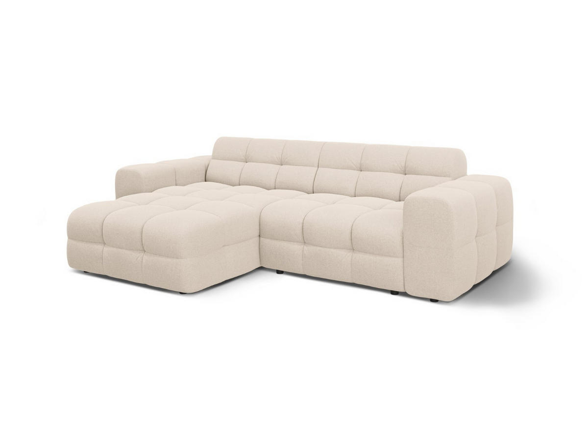 ECKSOFA links Kendal aus strukturiertem Stoff beige 4 Sitzplätze - Beige, Textil (173/256cm) - Micadoni