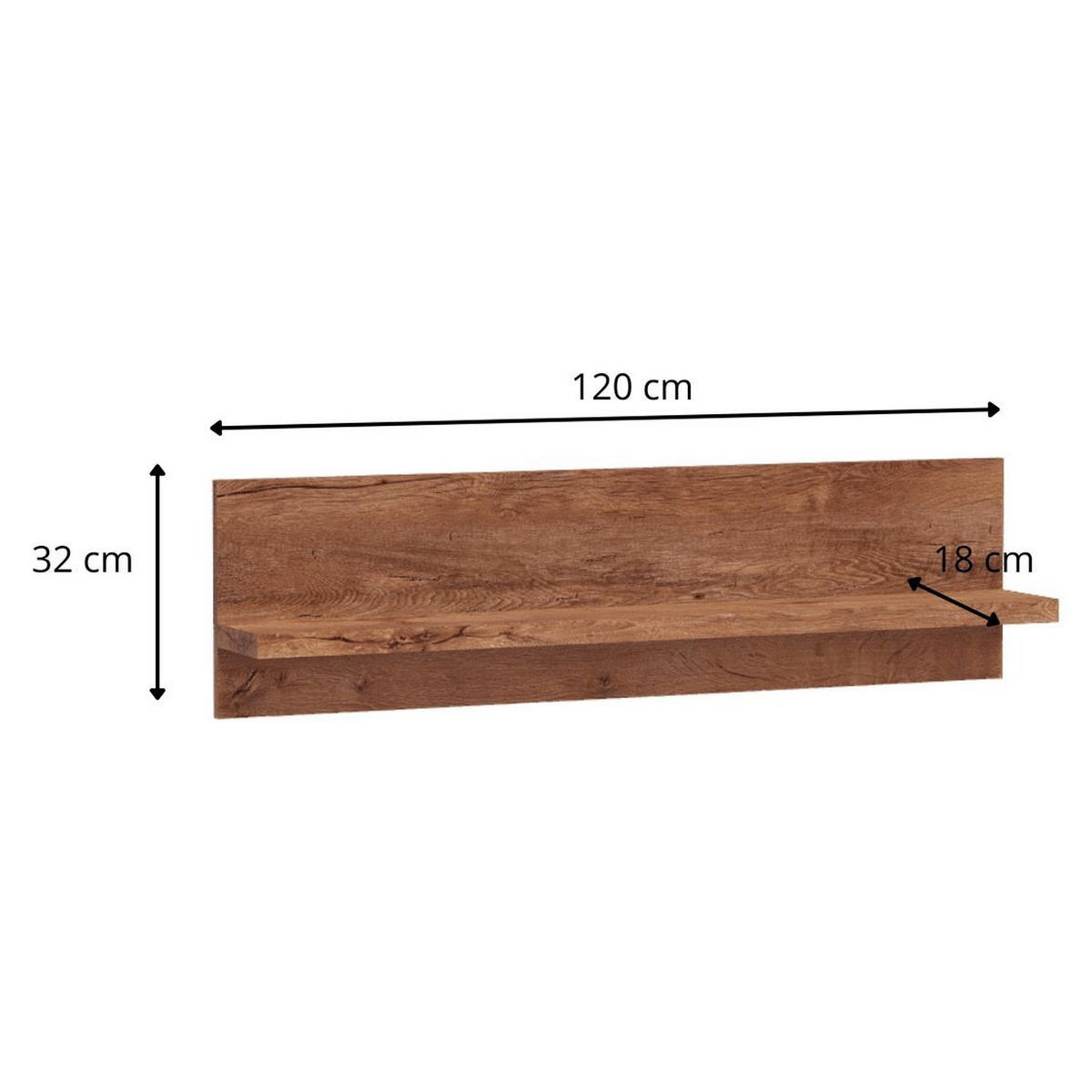 WANDREGAL Indianapolis I-11 120 x 32 x 18 cm Esche hell - Braun, Holzwerkstoff (120/32/18cm) - Koseto