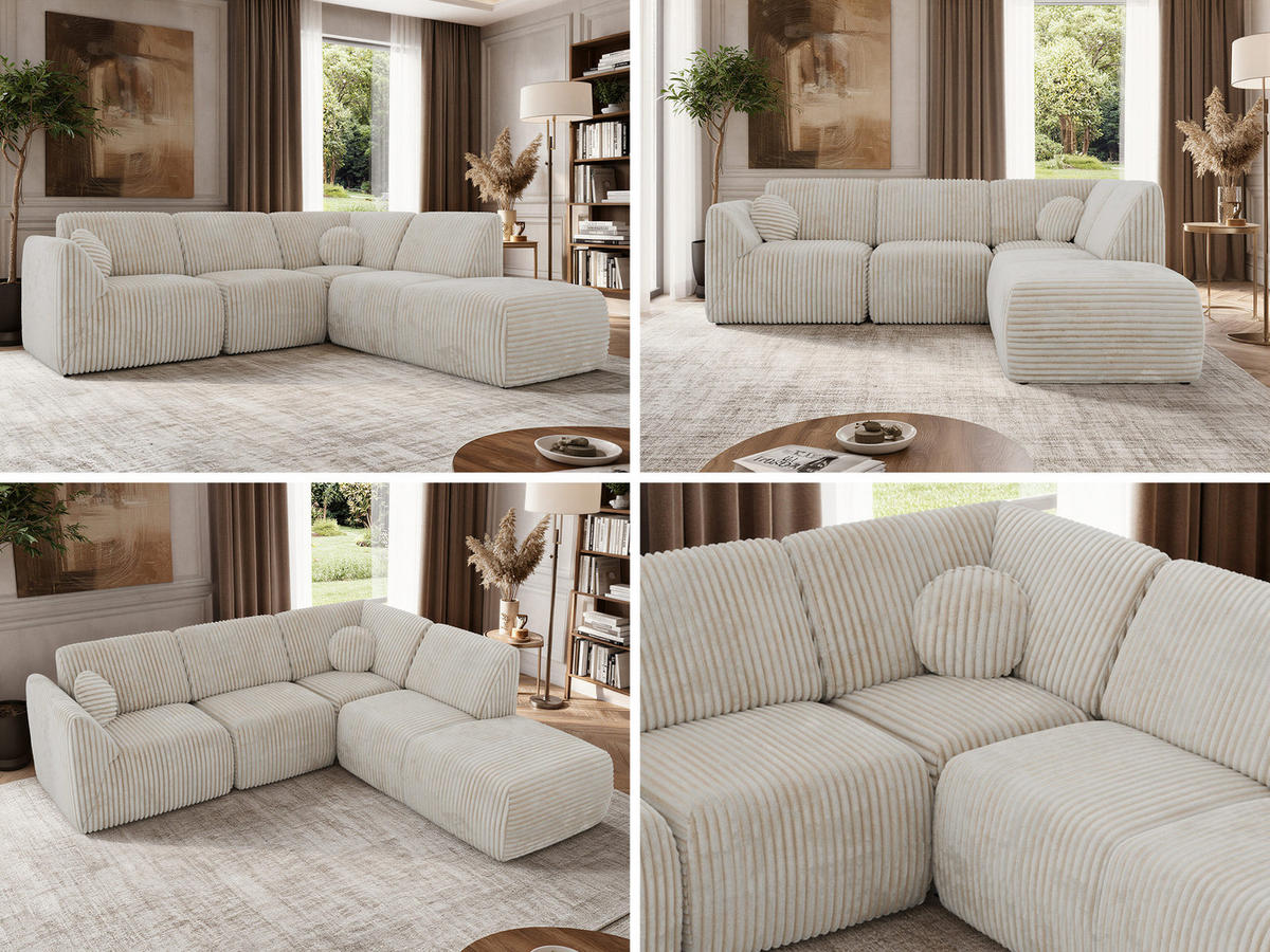 ROHOVÁ SEDAČKA NOARA 5M L Béžová Manšester - Vpravo - čierna/béžová, textil/plast (267/244cm) - MKS