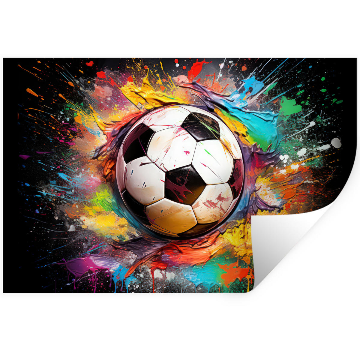 WANDTATTOO Fußball - Farbe - Farben - Schwarz - Weiß 120x80 cm - Weiß, Kunststoff (120/80/0.1cm) - MuchoWow