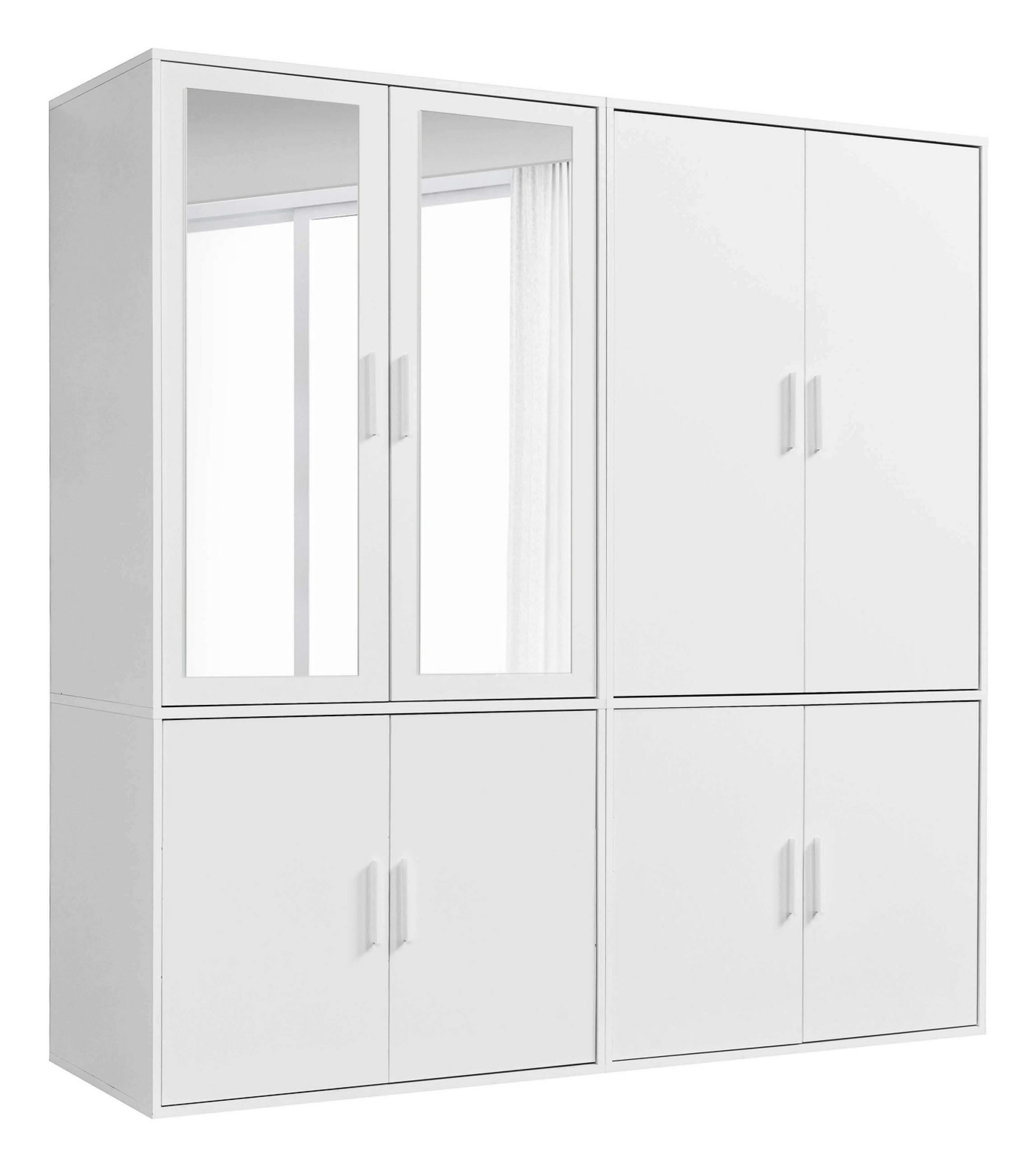 KLEIDERSCHRANK mit Spiegel Der Grenzenlose - Weiß, Holzwerkstoff (180/187/58cm) - Mokebo