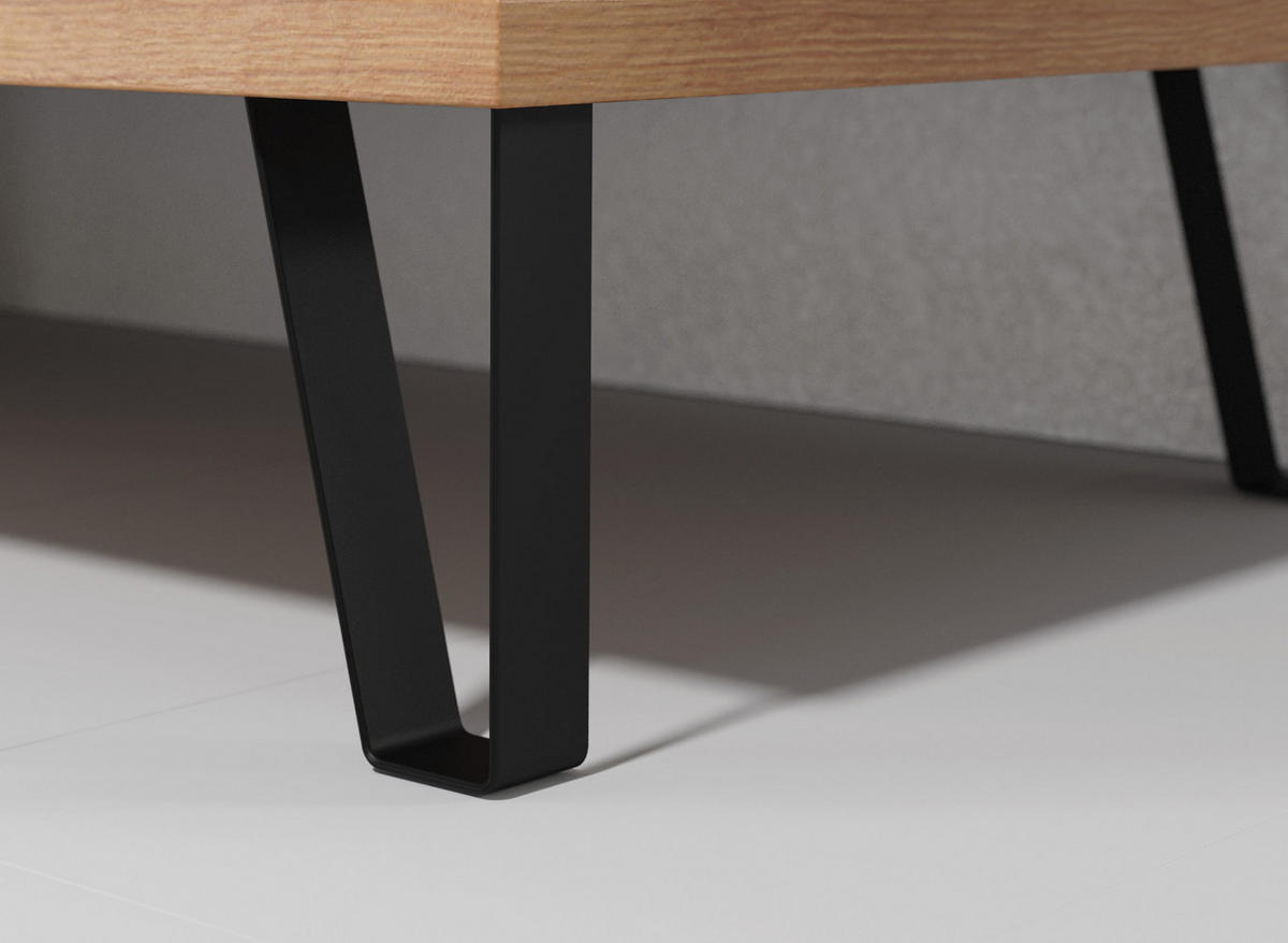 COUCHTISCH Eiche Artisan 60 x 60 cm quadratisch, Beistelltisch mit Ablage - Eichefarben/Schwarz, Holzwerkstoff/Metall (60/60/37cm) - Top.Furn