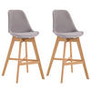 BARHOCKER Canada, 2er Set, Gestell natura, Samt Grau - Naturfarben/Grau, Holz/Textil (48/100/56cm) - TPFLiving