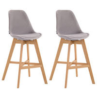 BARHOCKER Canada, 2er Set, Gestell natura, Samt Grau - Naturfarben/Grau, Holz/Textil (48/100/56cm) - TPFLiving