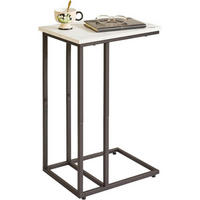 BEISTELLTISCH C-Form Weißer Marmoroptik mit schwarzem Metallgestell - Multicolor, Metall (40.6/30.5/63.5cm)