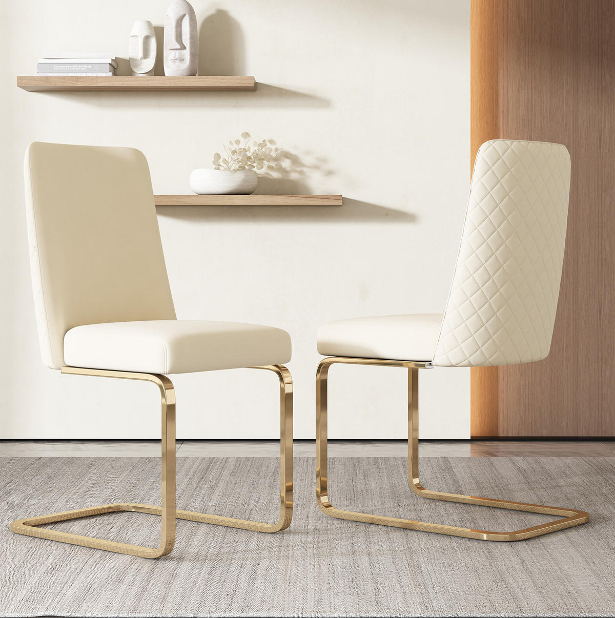 ESSZIMMERSTUHL 4er-Set Samt Beige mit Metallbeinen - Beige, Metall (45/88/52.1cm) - Meubliv