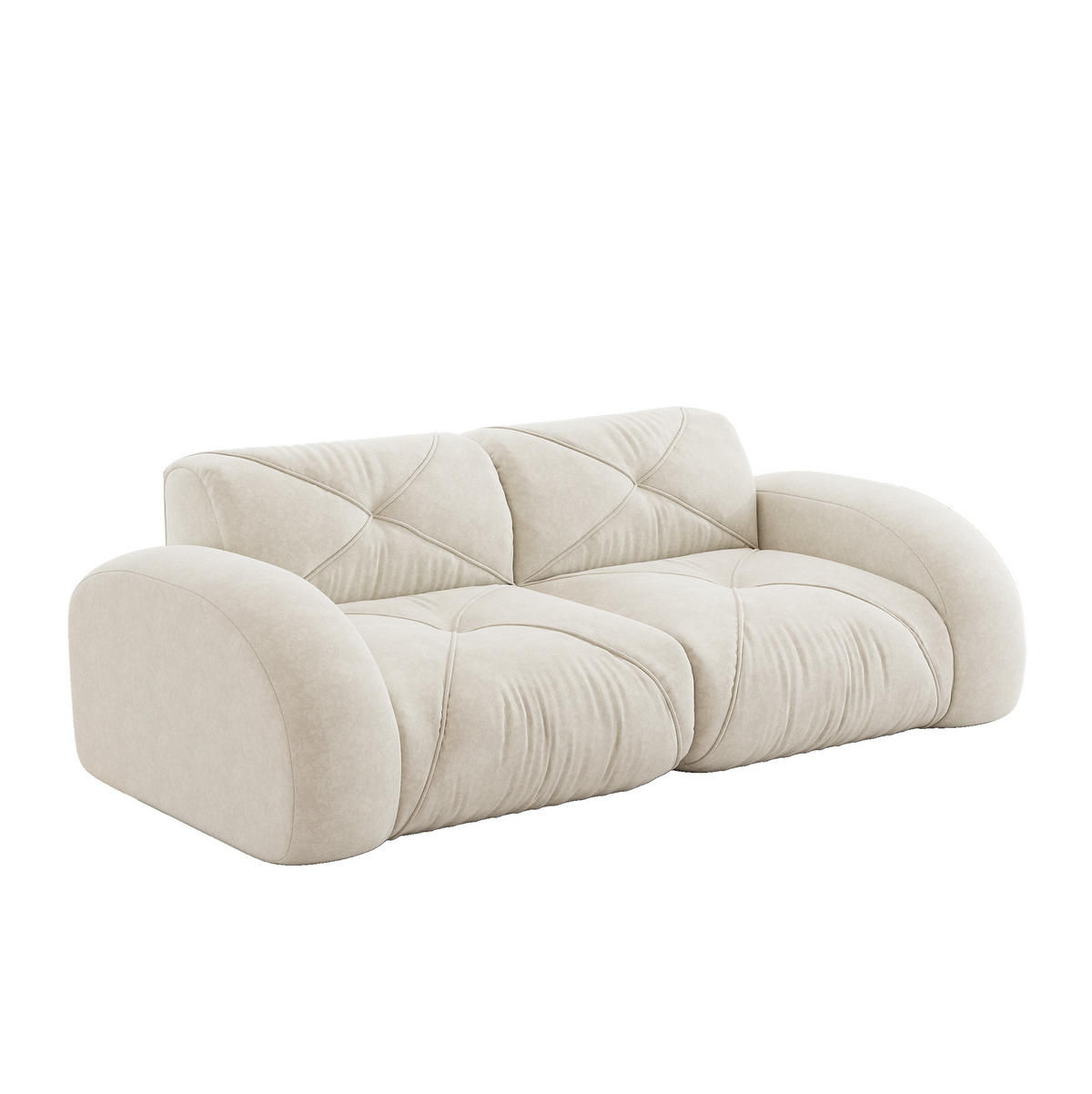 2-SITZER-MODULSOFA aus Chenille Hellbeige rahmenlos, flexibel kombinierbar, mit 32D-Hochdichteschaum und haustierfreundlichem Bezug - Weiß, Textil (204/76/95cm) - Modfu