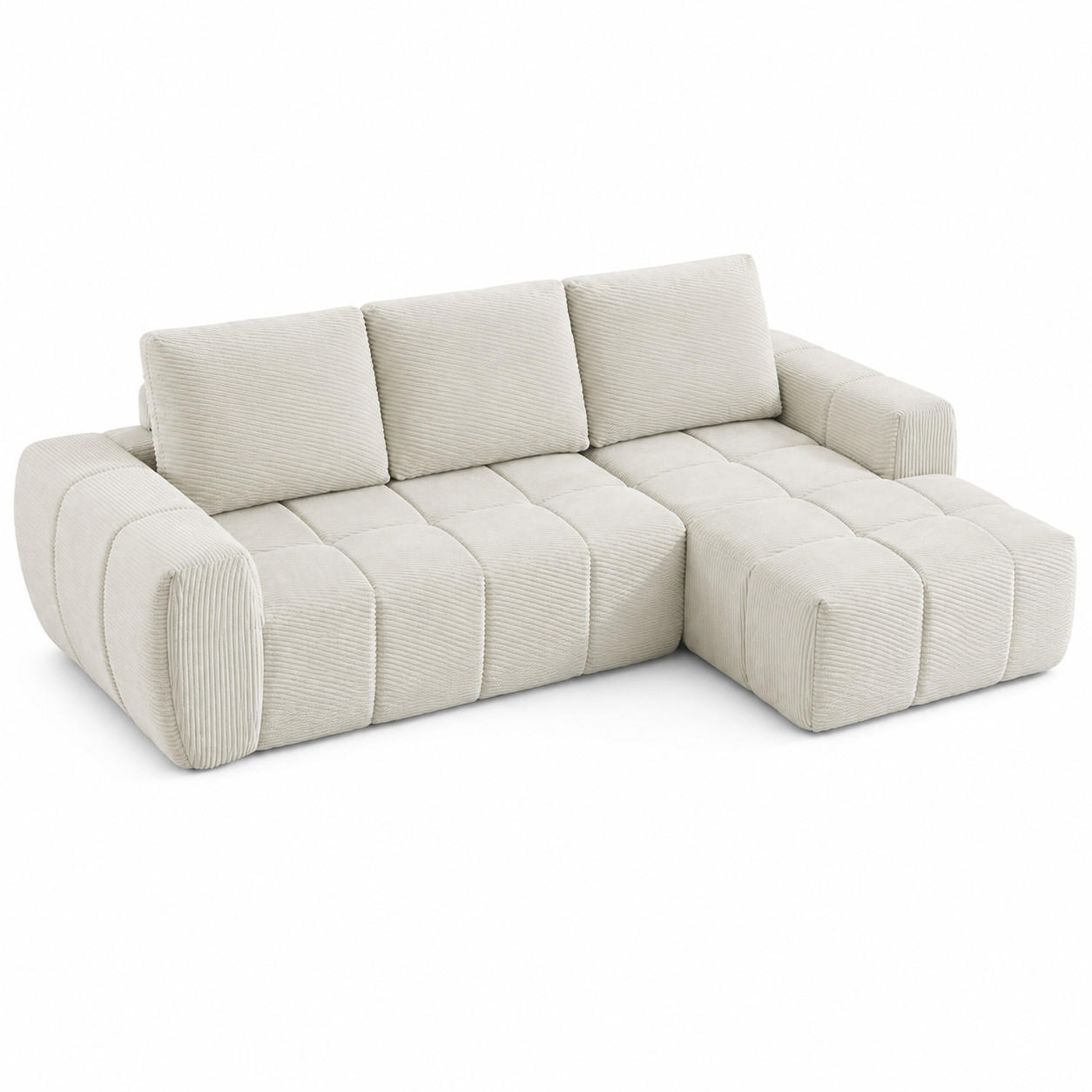 ECKSOFA Cord Beige - Beige, Textil (255/162cm) - WISHDOR