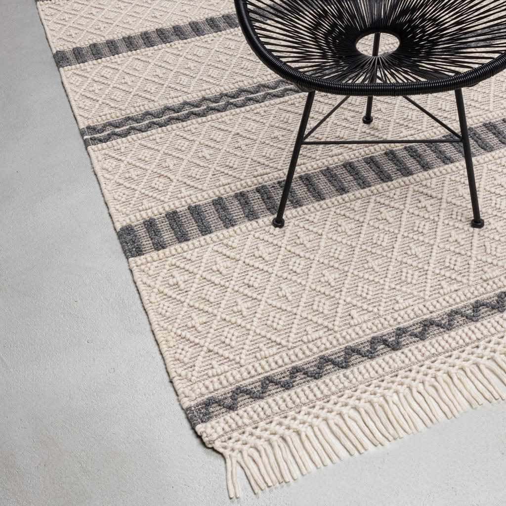 Thumbnail - Rug and Roll Falchwebeteppich, Natur, Textil, Rauten, Rechteckig, 90x160 cm, für Fußbodenheizung geeignet, Teppiche & Bö...