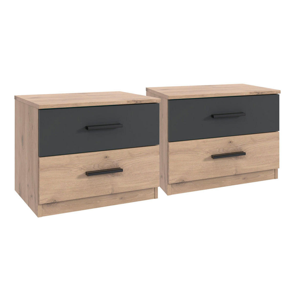SCHLAFZIMMER SET Budapest 3-teilig Viking Oak / graphit 241 / 210 / 81cm - Schwarz/Braun, Holz/Holzwerkstoff (180/200cm) - Wimex