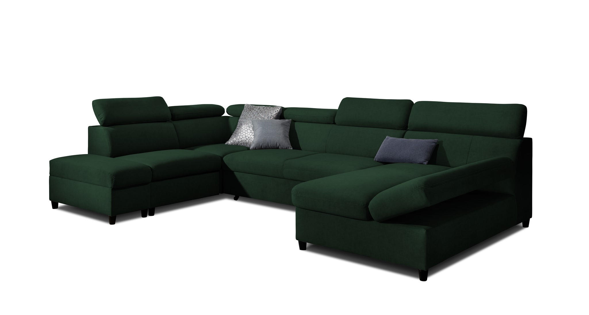 WOHNLANDSCHAFT Schlafsofa Anton - Dunkelgrün, Holzwerkstoff/Textil (342/96/205cm) - Fun Möbel